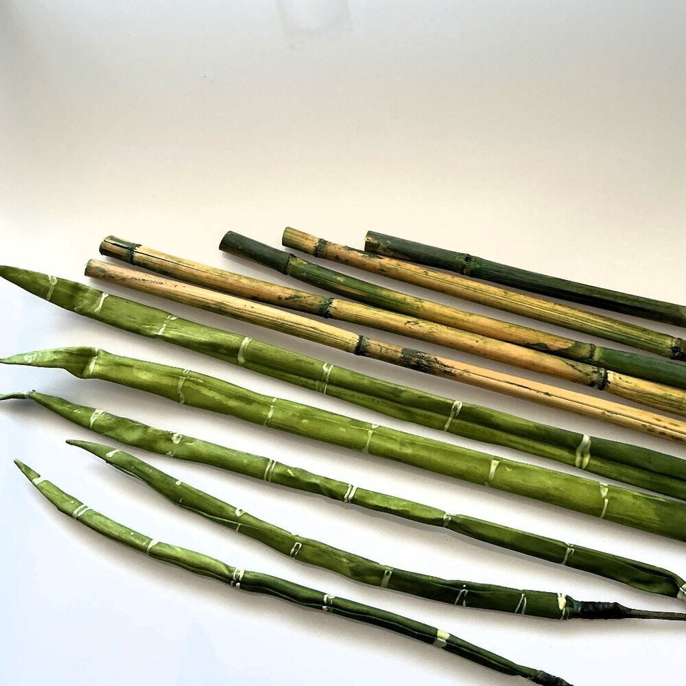 Faux tortoise shell bamboo poles – 5 pc artificial craft bundle